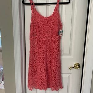 INC Beach crochet summer dress. Size XS. Coral. Brand new with tags.